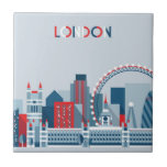 London, England | Red, White and Blue Skyline Tile<br><div class="desc">London,  England city skyline. | © and ® Bigstock® - All Rights Reserved.</div>