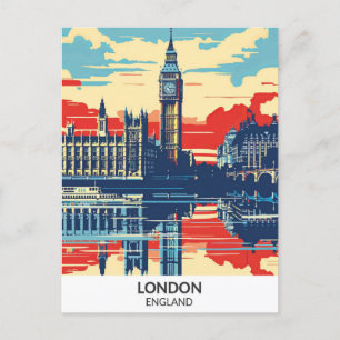 London England Retro Artwork Travel Postcard