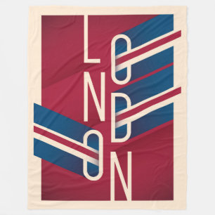 London, England Retro Illustrated Typography Fleece Blanket