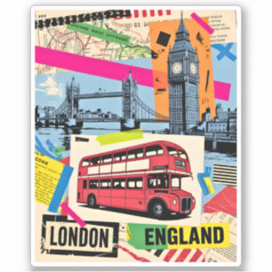 London England Retro Pop Art Vintage Bus Travel
