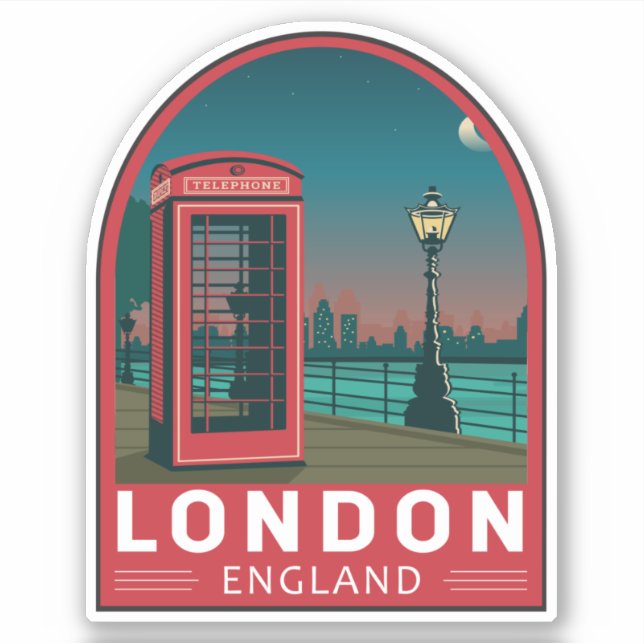 London England Retro Travel Art Vintage (Front)