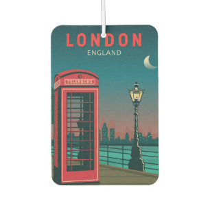 London England Retro Travel Art Vintage Car Air Freshener