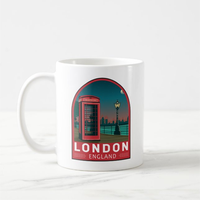 London England Retro Travel Art Vintage Coffee Mug (Left)