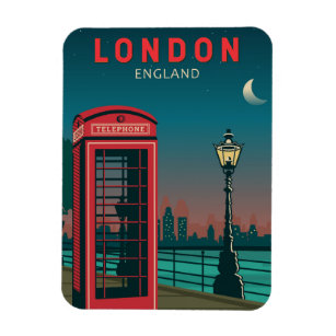 London England Retro Travel Art Vintage  Magnet