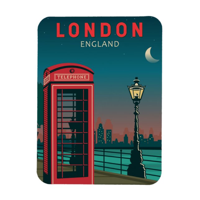 London England Retro Travel Art Vintage  Magnet (Vertical)