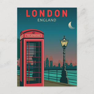 London England Retro Travel Art Vintage Postcard