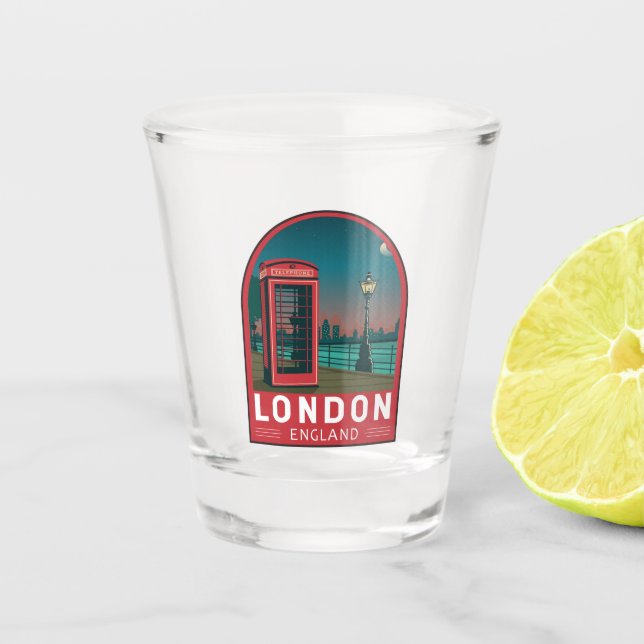 London England Retro Travel Art Vintage Shot Glass (Front)