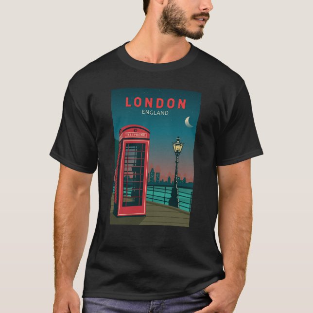 London England Retro Travel Art Vintage T-Shirt (Front)
