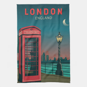 London England Retro Travel Art Vintage Tea Towel