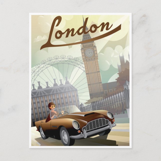 London England Retro Travel Art Vintage welcome Postcard (Front)