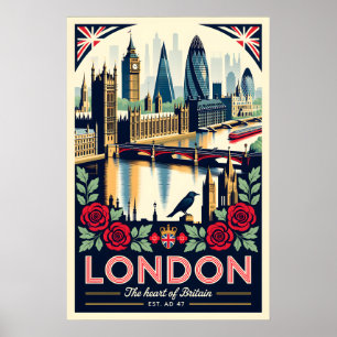 London England Retro Travel Poster Art