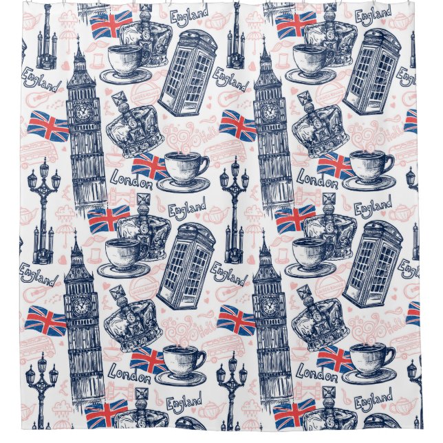 London, England Shower Curtain (Front)
