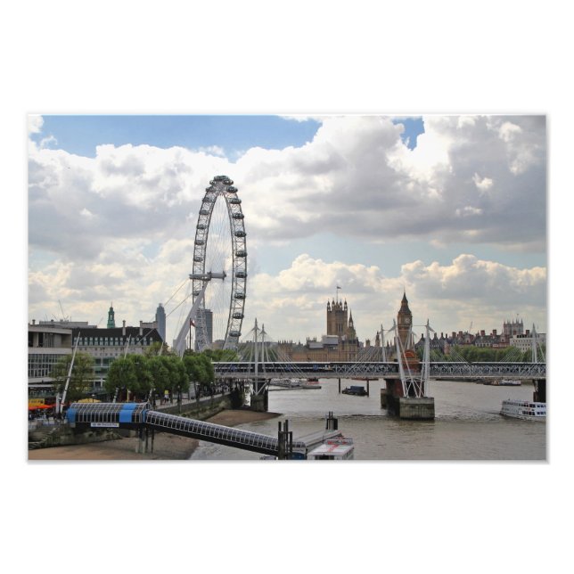 London England Skyline, Big Ben, London Eye,Thames Photo Print (Front)