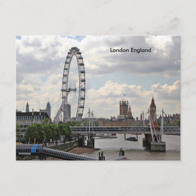London England Skyline, Big Ben, London Eye,Thames Postcard (Front)