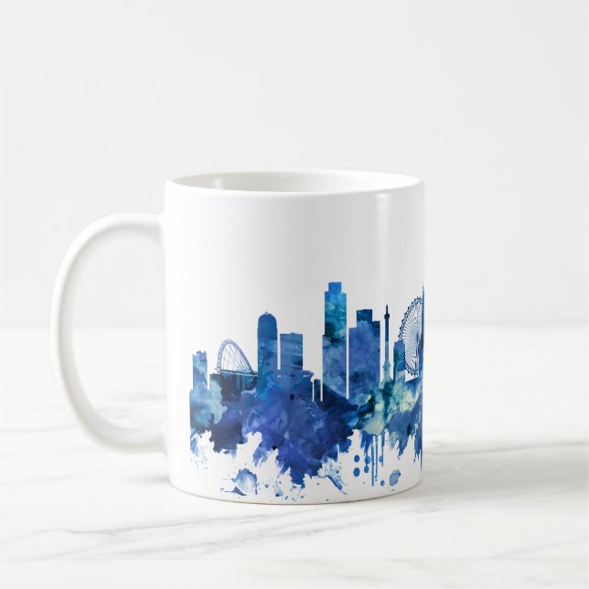 London England Skyline Blue Coffee Mug (Left)
