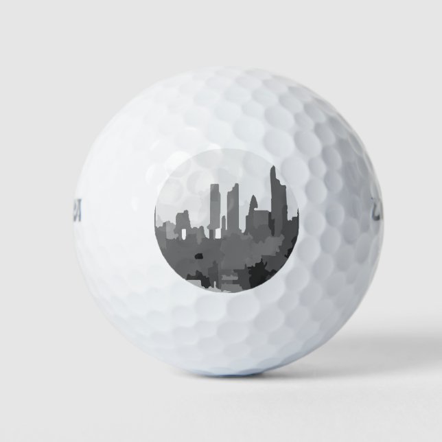London England Skyline in Black and White Golf Balls (Front)