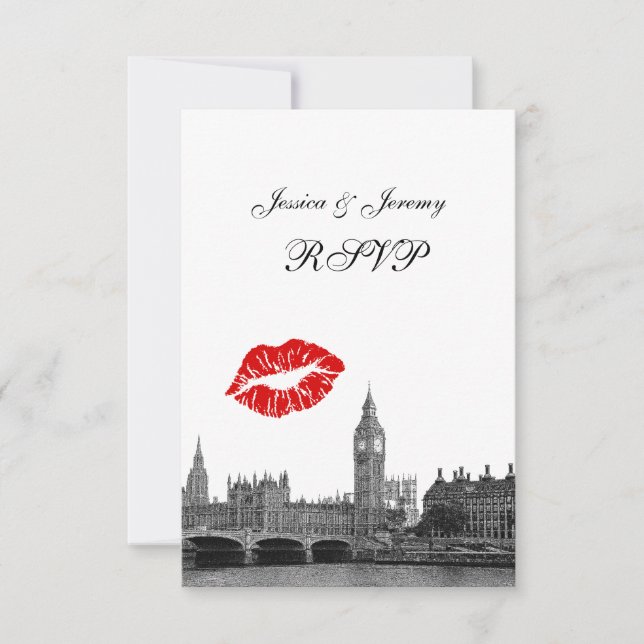 London England Skyline Kiss BW RSVP #2 (Front)
