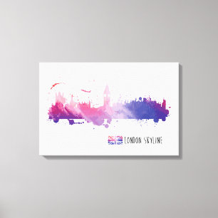 London England Skyline Splash Canvas Print