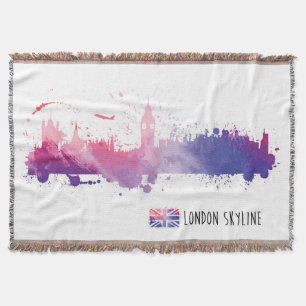 London England Skyline Splash Throw Blanket