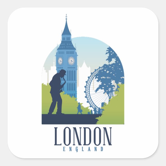 London England Skyline   Square Sticker (Front)