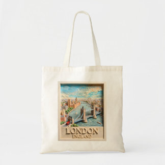 London England Skyline Vintage Textured Travel Art Tote Bag