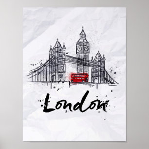 London, England Splashy Artwork Poster