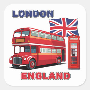 London England Square Sticker