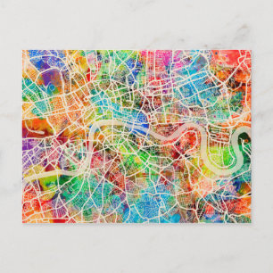 London England Street Map Postcard