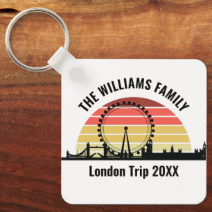 London England Sunset Custom Family Trip Key Ring