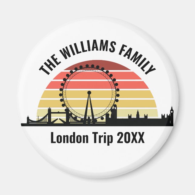 London England Sunset Custom Family Trip Magnet (Front)