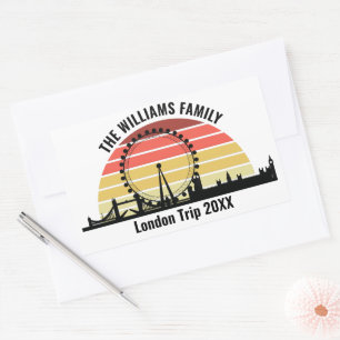London England Sunset Custom Family Trip Rectangular Sticker