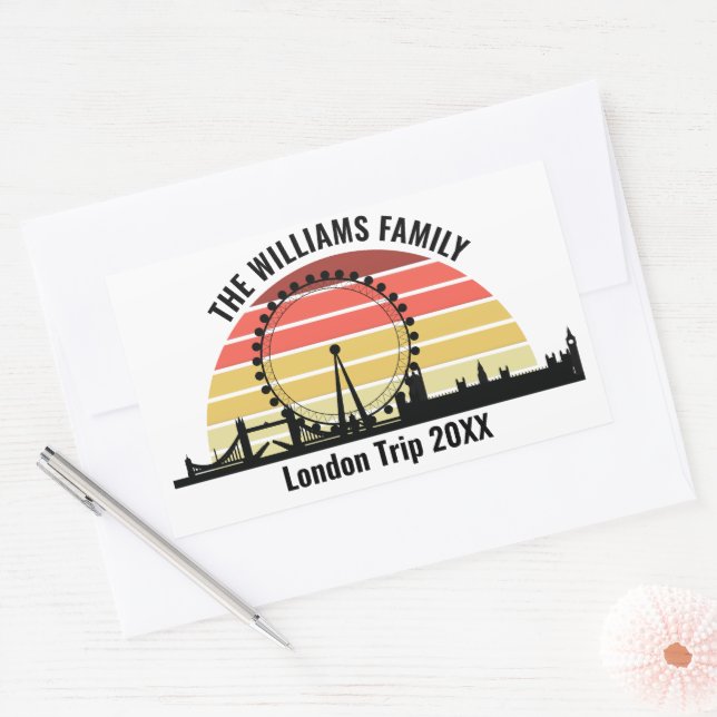 London England Sunset Custom Family Trip Rectangular Sticker (Envelope)