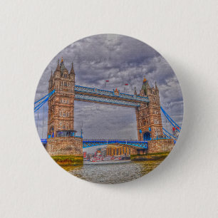 London, England Tower Bridge & Thames River 6 Cm Round Badge