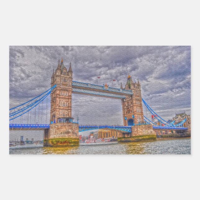 London, England Tower Bridge & Thames River Rectangular Sticker (Front)