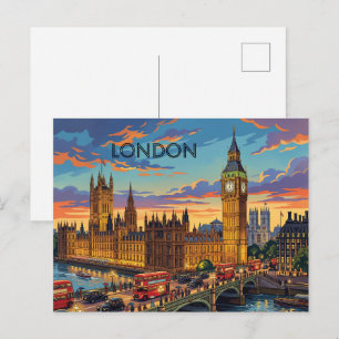 London England Travel Art Vintage Holiday Postcard