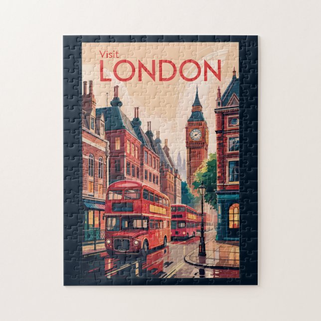 London England Travel Art Vintage Jigsaw Puzzle (Vertical)