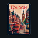 London England Travel Art Vintage Magnet<br><div class="desc">London retro vector travel design. From Buckingham Palace and the Tower of London to exploring the Thames River and West End shows,  London offers a dynamic mix of tradition and modern culture.</div>
