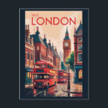 London England Travel Art Vintage Postcard<br><div class="desc">London retro vector travel design. From Buckingham Palace and the Tower of London to exploring the Thames River and West End shows,  London offers a dynamic mix of tradition and modern culture.</div>