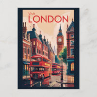 London England Travel Art Vintage