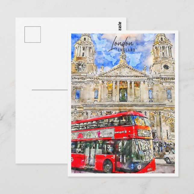 London England Travel Place Watercolor Postcard (Front/Back)