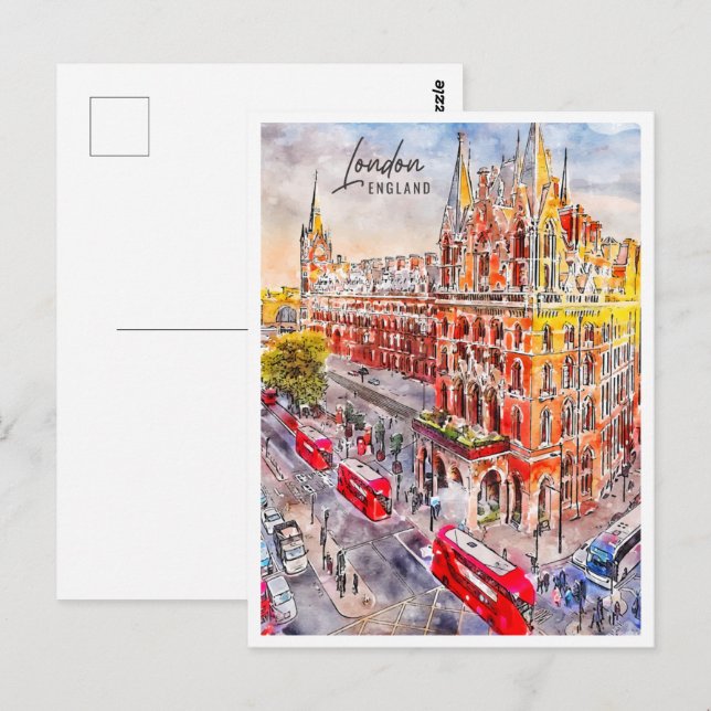 London England Travel Place Watercolor Postcard (Front/Back)