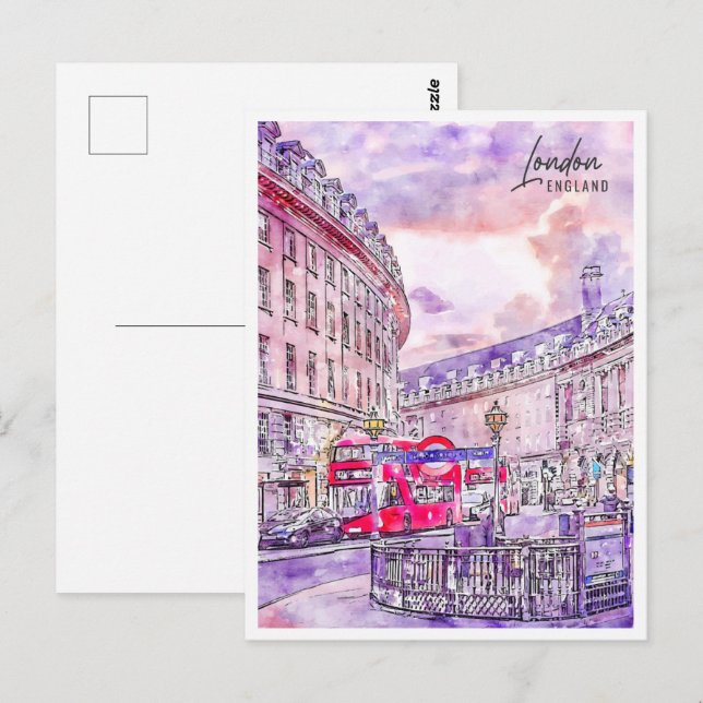 London England Travel Place Watercolor Postcard (Front/Back)