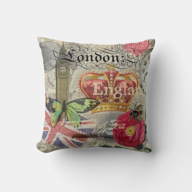 London England Travel Vintage Europe Art Cushion (Front)