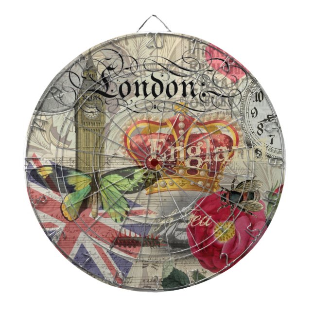 London England Travel Vintage Europe Art Dartboard (Front)