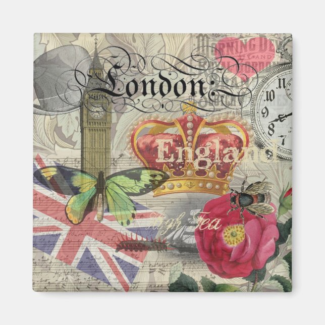 London England Travel Vintage Europe Art Magnet (Front)