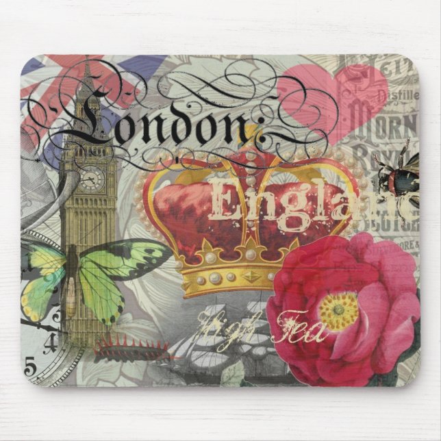 London England Travel Vintage Europe Art Mouse Mat (Front)