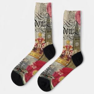 London England Travel Vintage Europe Art Socks