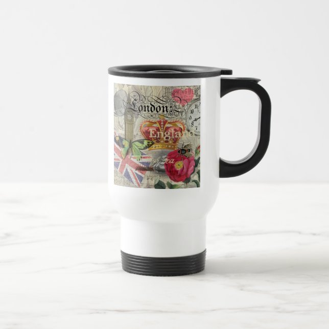 London England Travel Vintage Europe Art Travel Mug (Right)