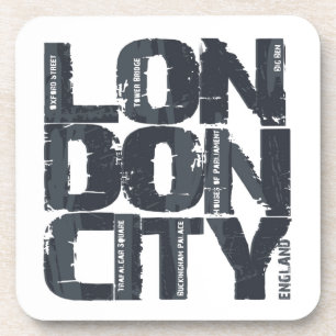 London, England Typography Coaster