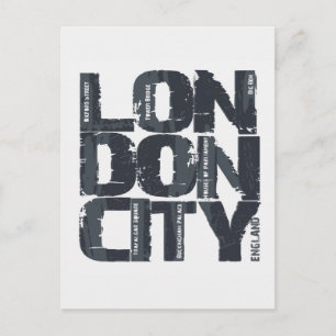 London, England Typography Postcard